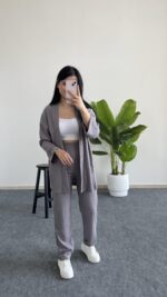 Alborado Bürümcük Kimono Takım - Gri