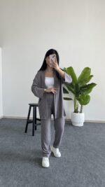 Alborado Bürümcük Kimono Takım - Gri - Görsel 5