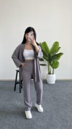 Alborado Bürümcük Kimono Takım - Gri - Görsel 2