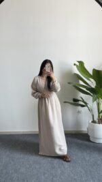 Alina Pamuk Elbise - Taş - Görsel 4