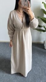 Alina Pamuk Elbise - Taş - Görsel 7