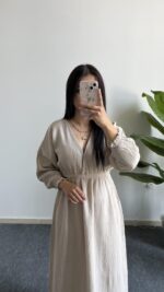 Alina Pamuk Elbise - Taş - Görsel 2