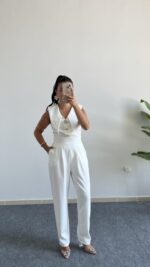 Amor Aksesuarlı Tulum - Beyaz