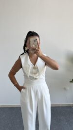 Amor Aksesuarlı Tulum - Beyaz - Görsel 2