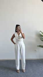 Amor Aksesuarlı Tulum - Beyaz - Görsel 3