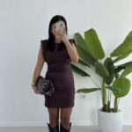 Andre Sırt Dekolteli Süet Mini Elbise - Kahverengi