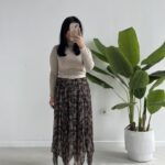 Asimetrik Kesim Desenli Şifon Etek