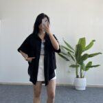 Linda Asimetrik Kesim Keten Gömlek - Siyah