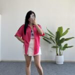 Linda Asimetrik Kesim Pembe Keten Gömlek