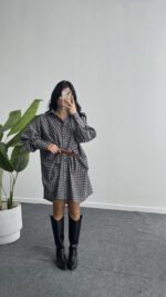 Avora Kemer Detaylı Oversize Gömlek Elbise - Kahve - Görsel 4