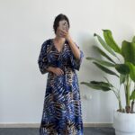 Aydem Kruvaze Viskon Elbise - Lacivert