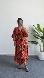 Aydem Kruvaze Viskon Elbise - Turuncu - Görsel 6