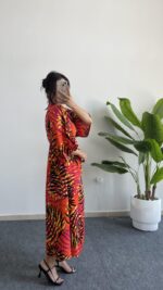 Aydem Kruvaze Viskon Elbise - Turuncu - Görsel 4