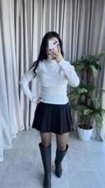 Balıkçı Yaka Kaşkorse Beyaz Body - Görsel 4