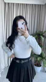 Balıkçı Yaka Kaşkorse Beyaz Body - Görsel 6