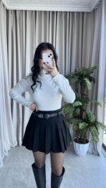 Balıkçı Yaka Kaşkorse Beyaz Body