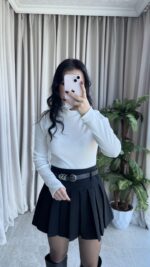 Balıkçı Yaka Kaşkorse Beyaz Body - Görsel 5