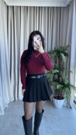 Balıkçı Yaka Kaşkorse Bordo Body - Görsel 4