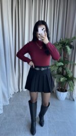 Balıkçı Yaka Kaşkorse Bordo Body