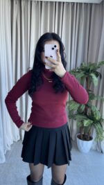 Balıkçı Yaka Kaşkorse Bordo Body - Görsel 6