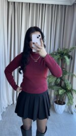 Balıkçı Yaka Kaşkorse Bordo Body - Görsel 8