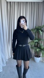 Balıkçı Yaka Kaşkorse Siyah Body - Görsel 7