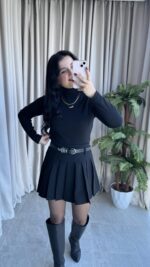 Balıkçı Yaka Kaşkorse Siyah Body - Görsel 3