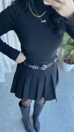 Balıkçı Yaka Kaşkorse Siyah Body - Görsel 4