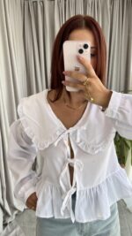 Bebe Yaka Bağlamalı Gömlek - Görsel 3