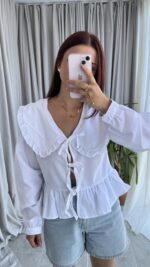 Bebe Yaka Bağlamalı Gömlek - Görsel 8