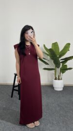 Beyra Modal Basic Elbise - Bordo - Görsel 5