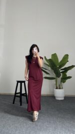 Beyra Modal Basic Elbise - Bordo - Görsel 3