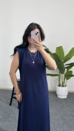 Beyra Modal Basic Elbise - Lacivert - Görsel 2