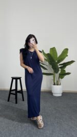 Beyra Modal Basic Elbise - Lacivert - Görsel 4