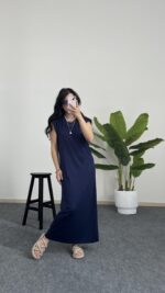 Beyra Modal Basic Elbise - Lacivert - Görsel 6