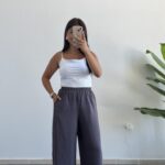 Bol Paça Modal Tensel Pantolon - Gri