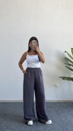 Bol Paça Modal Tensel Pantolon - Gri
