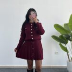 Bordo Çelik Örme Triko Takım