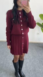 Bordo Çelik Örme Triko Takım - Görsel 4