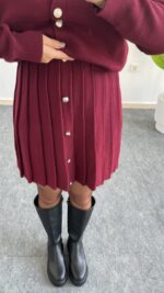 Bordo Çelik Örme Triko Takım - Görsel 8