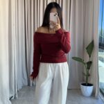 Rose Bordo Madonna Yaka Bluz