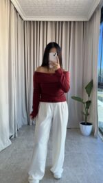 Rose Bordo Madonna Yaka Bluz