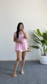 Carlo Yıldız Düğmeli Tensel Bluz - Pembe - Görsel 2