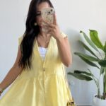 Carlo Yıldız Düğmeli Tensel Bluz - Sarı