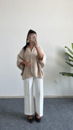 Carlos Kısa Kol Tensel Gömlek - Taş - Görsel 5