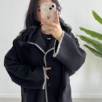 Çoban Dikişli Kaşe Panço - Siyah