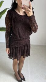 Dantel Elbise - Kahve - Görsel 4