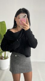 Degaje Yaka Kazak - Siyah - Görsel 6