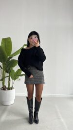 Degaje Yaka Kazak - Siyah - Görsel 3