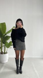 Degaje Yaka Kazak - Siyah - Görsel 5